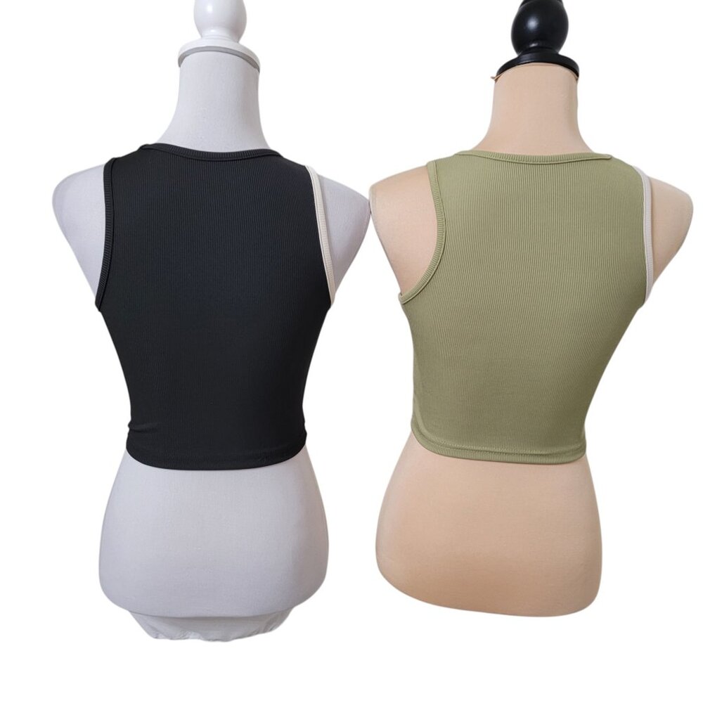 Shein Size S (4) Unity Color Block Ribbed Knit Tank Top, Short/Cropped.  2 For 1 - Picture 3 of 15